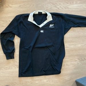VINTAGE AUTHENTICE NEW ZEALAND ALL BLACK RUGBY SHIRT // MEDIUM